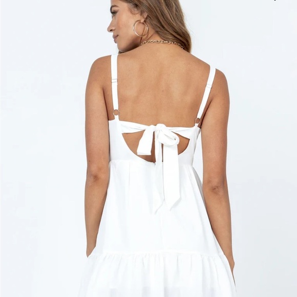 NWOT Princess Polly White Ruched Tiered Sundress - Picture 3 of 8